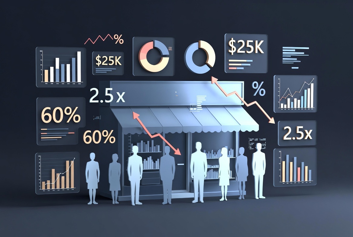 Data visualization showing retail staffing trends and customer service metrics