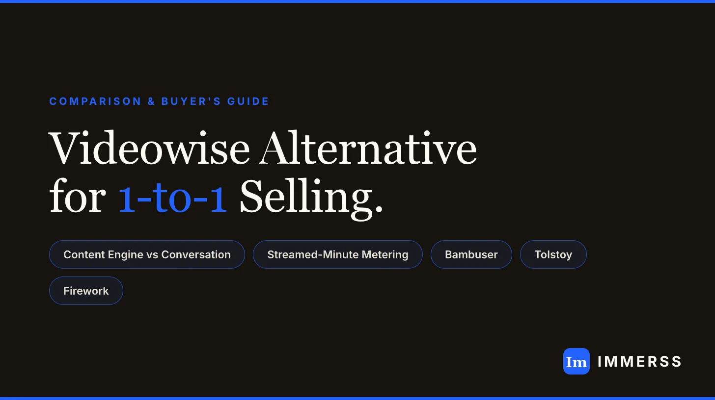 Videowise alternative for shoppable video and live selling — how a content-supply platform compares with a platform built around one-to-one video consultation on considered purchases