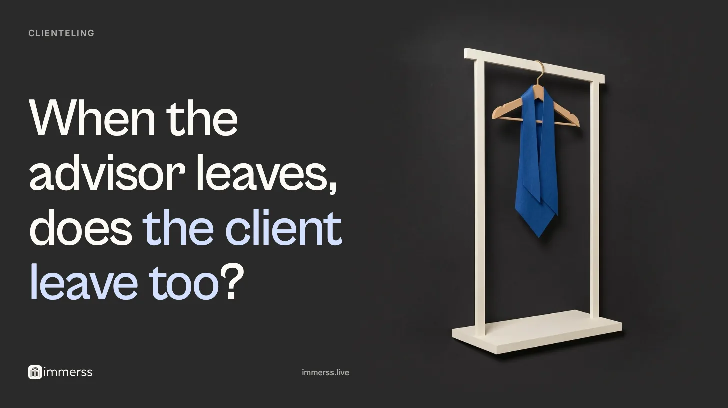 When the advisor leaves, does the client leave too? A tall boutique clothing rail with a single silk scarf draped over one padded hanger
